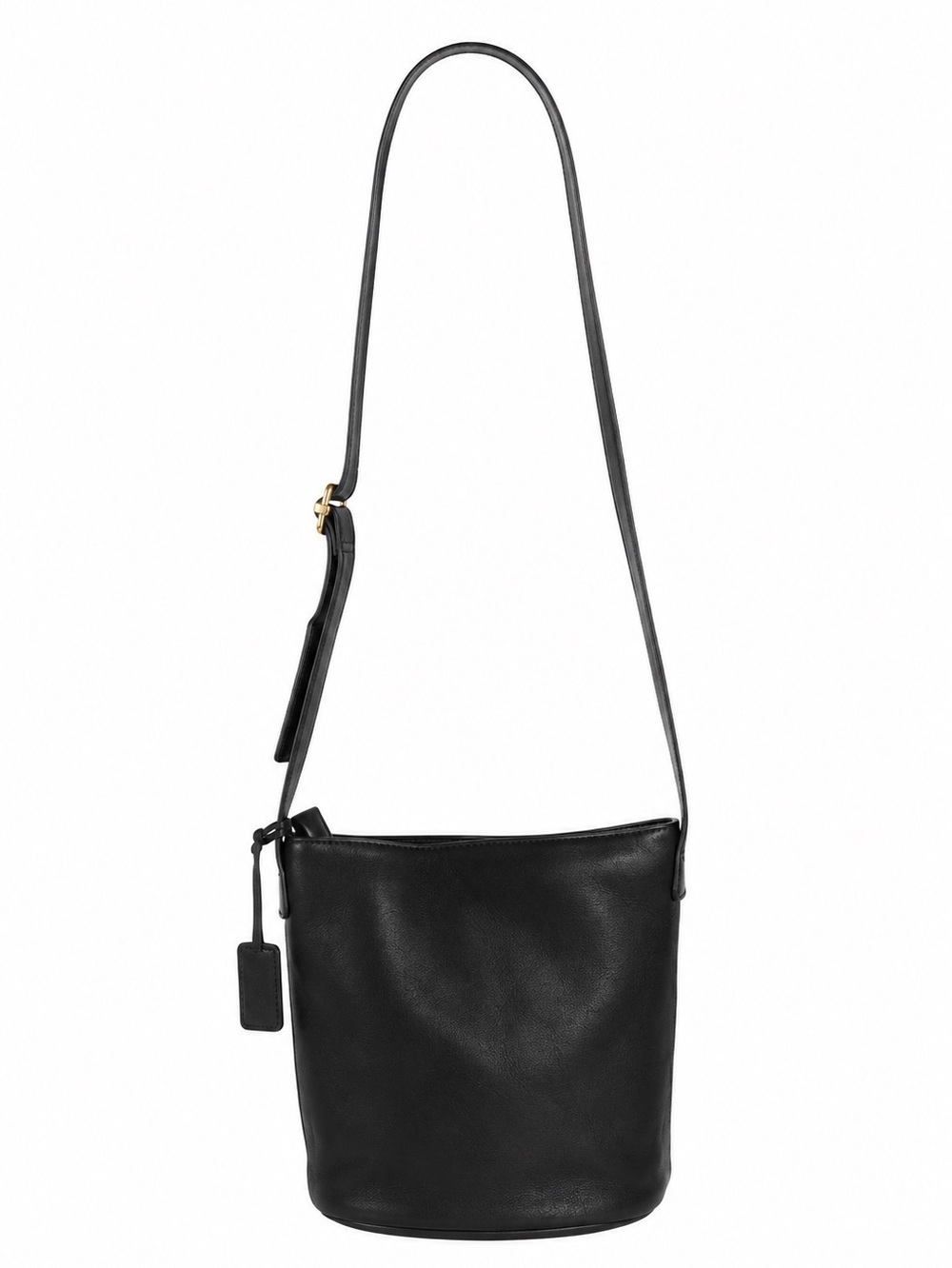 Nine West Black 100% Genuine Leather Bucket Shoulder Bag Adjustable Strap Purse